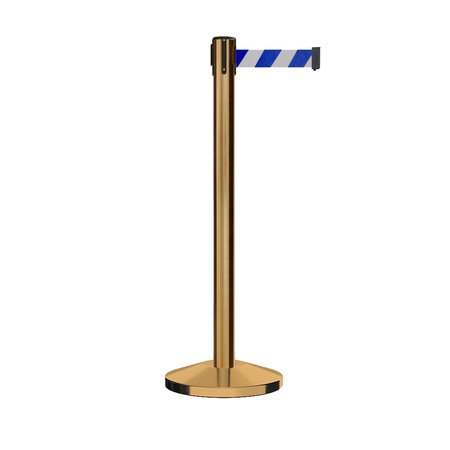 MONTOUR LINE Stanchion Belt Barrier Sat.Brass Post 7.5ftBlu/Wh Belt M630-SB-BWD-75